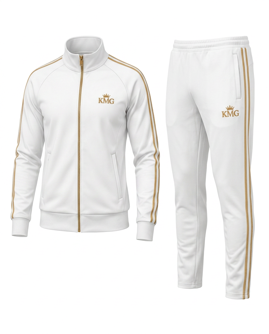 KMG Signature Tracksuit — Men's White / Gold