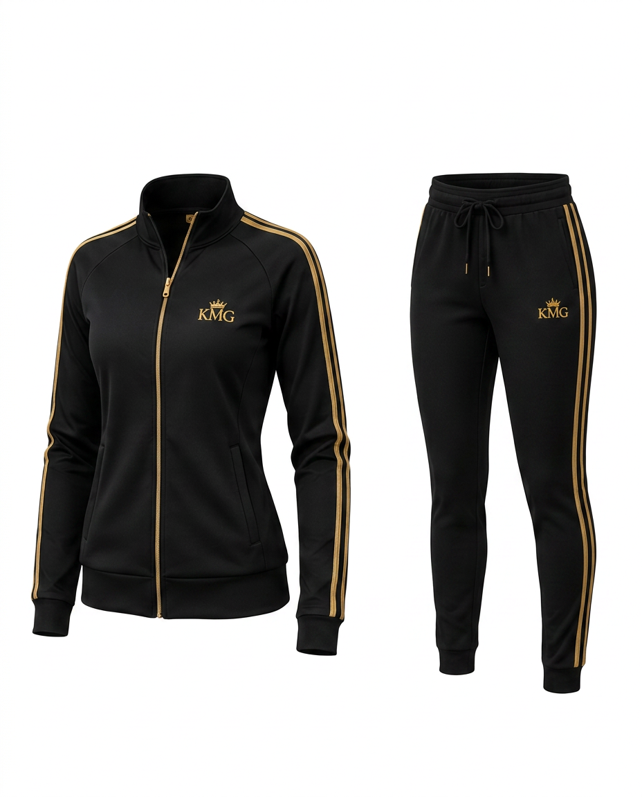 KMG Signature Tracksuit — Ladies' Black / Gold